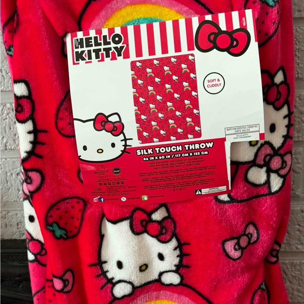 Hello Kitty Pink Strawberry Rainbow Silk Touch Throw